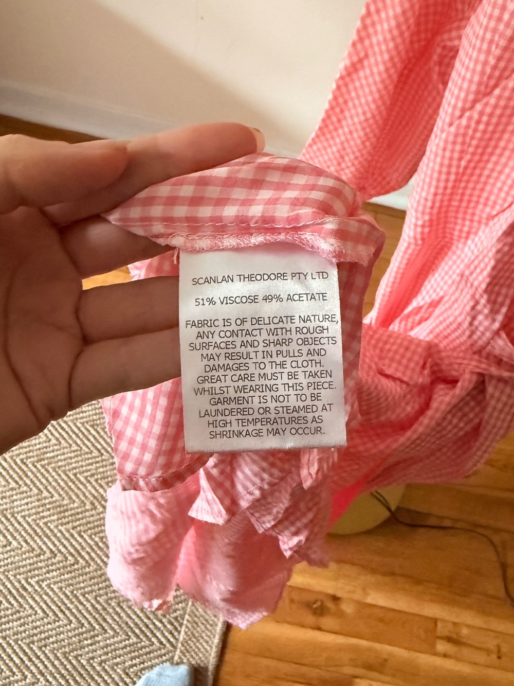Scanlan Theodore Pink Gingham Midi Shirt Dress - Picture 5 of 6